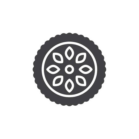 Thanksgiving pie vector icon. filled flat sign for mobile concept and web design. Circle cake top view simple solid icon. Symbol, logo illustration. Pixel perfect vector graphicsのイラスト素材