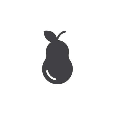 Pear with leaf vector icon. filled flat sign for mobile concept and web design. Healthy fruit simple solid icon. Symbol, logo illustration. Pixel perfect vector graphicsのイラスト素材