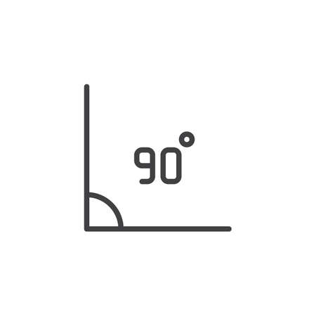 90 Degrees Angle outline icon. linear style sign for mobile concept and web design. Right angle simple line vector icon. Symbol, logo illustration. Pixel perfect vector graphicsのイラスト素材