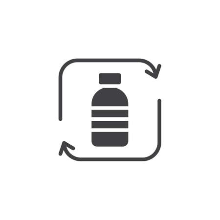 Recycling plastic bottle vector icon. filled flat sign for mobile concept and web design. Ecology simple solid icon. Symbol illustration. Pixel perfect vector graphicsのイラスト素材