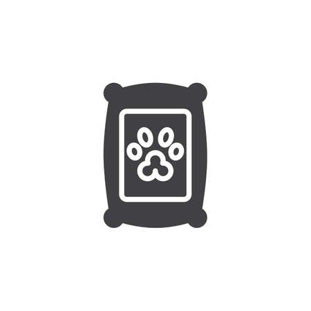 Pet food bag vector icon. filled flat sign for mobile concept and web design. pet shop simple solid icon. Symbol illustration. Pixel perfect vector graphicsのイラスト素材