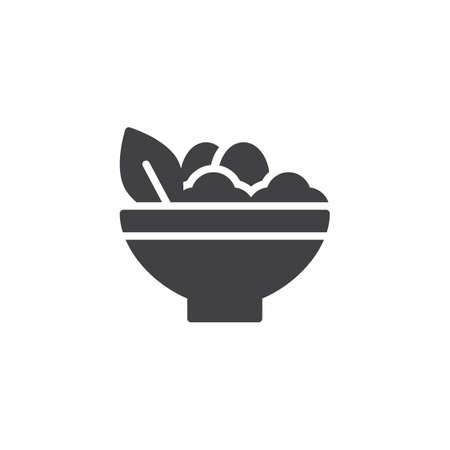 Salad bowl vector icon. filled flat sign for mobile concept and web design. Healthy diet food simple solid icon. Symbol, logo illustration. Pixel perfect vector graphicsのイラスト素材