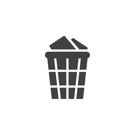 Trash can with paper vector icon. filled flat sign for mobile concept and web design. trash bin garbage simple solid icon. Symbol, logo illustration. Pixel perfect vector graphicsのイラスト素材
