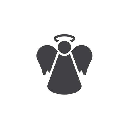 Christmas angel vector icon. filled flat sign for mobile concept and web design. Angel wings and halo simple solid icon. Symbol, illustration. Pixel perfect vector graphicsのイラスト素材