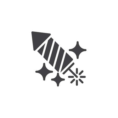 Firework Rocket vector icon. filled flat sign for mobile concept and web design. Sparkling fireworks simple solid icon. Symbol,  illustration. Pixel perfect vector graphicsのイラスト素材