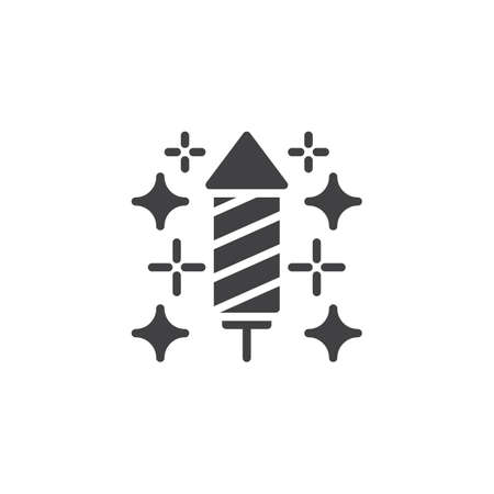 Sparkling firework rocket vector icon. filled flat sign for mobile concept and web design. Pyrotechnic rockets simple solid icon. Symbol,  illustration. Pixel perfect vector graphicsのイラスト素材