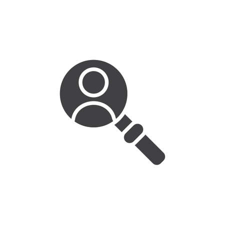 User search vector icon. filled flat sign for mobile concept and web design. Find Person magnifying glass simple solid icon. Headhunting symbol, logo illustration. Pixel perfect vector graphicsのイラスト素材
