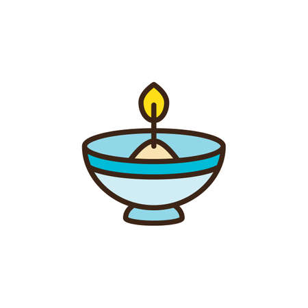 Hebrew Candle filled outline icon, line vector sign, linear colorful pictogram isolated on white. Oil lamp symbol, logo illustration. Pixel perfect vector graphicsのイラスト素材