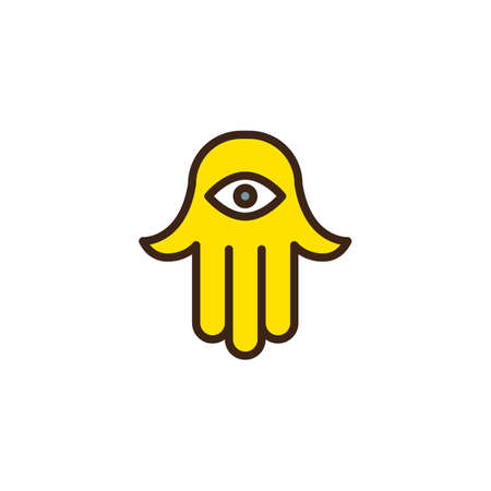 Jewish hamsa hand filled outline icon, line vector sign, linear colorful pictogram isolated on white. Hamesh symbol, logo illustration. Pixel perfect vector graphicsの写真素材