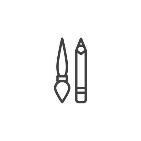 Edit tools outline icon. linear style sign for mobile concept and web design. Paint brush and pen tool simple line vector icon. Symbol, logo illustration. Pixel perfect vector graphicsのイラスト素材