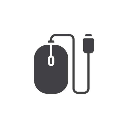 Computer mouse vector icon. filled flat sign for mobile concept and web design. Cable mouse simple solid icon. Mice symbol, logo illustration. Pixel perfect vector graphicsのイラスト素材