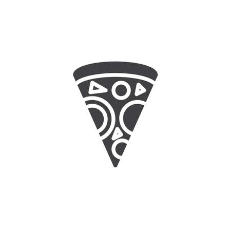 Pizza slice vector icon. filled flat sign for mobile concept and web design. Piece of pizza simple solid icon. Symbol, logo illustration. Pixel perfect vector graphicsのイラスト素材