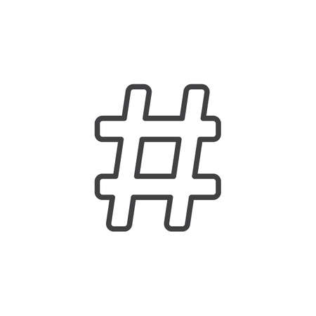 Hashtag outline icon. linear style sign for mobile concept and web design. Hash tag simple line vector icon. Symbol, logo illustration. Pixel perfect vector graphicsのイラスト素材