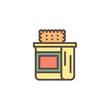 Cookies pack filled outline icon, line vector sign, linear colorful pictogram isolated on white. Biscuits package symbol, logo illustration. Pixel perfect vector graphicsのイラスト素材