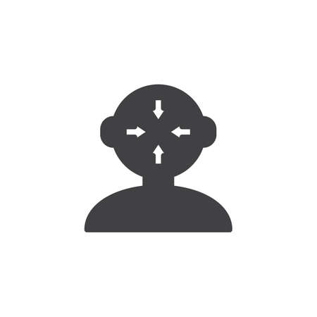 Human mind think vector icon. filled flat sign for mobile concept and web design. Human head with arrows simple solid icon. Symbol, logo illustration. Pixel perfect vector graphicsのイラスト素材