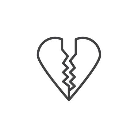 Broken heart line icon. linear style sign for mobile concept and web design. Two parts of heart outline vector icon. Symbol, logo illustration. Pixel perfect vector graphicsのイラスト素材