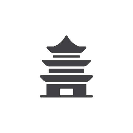 Chinese Temple vector icon. filled flat sign for mobile concept and web design. Pagoda building simple solid icon. Symbol, logo illustration. Pixel perfect vector graphicsのイラスト素材