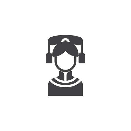 Chinese woman vector icon. filled flat sign for mobile concept and web design. Asian women in traditional clothes simple solid icon. Symbol, logo illustration. Pixel perfect vector graphicsのイラスト素材