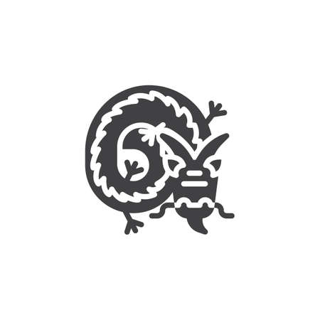 Dragon china zodiac vector icon. filled flat sign for mobile concept and web design. Chinese Dragon simple solid icon. Symbol, logo illustration. Pixel perfect vector graphicsのイラスト素材