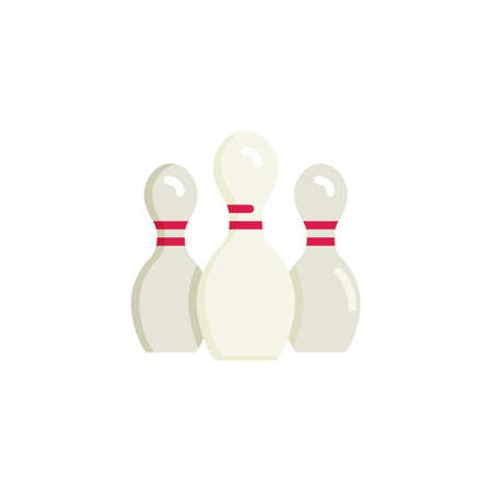 Bowling pins flat icon, vector sign, colorful pictogram isolated on white. Bowling symbol, logo illustration. Flat style designのイラスト素材