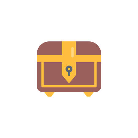 Treasure Chest flat icon, vector sign, colorful pictogram isolated on white. Pirate chest symbol, logo illustration. Flat style designのイラスト素材