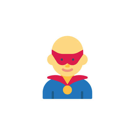 Superhero wearing a mask flat icon, vector sign, colorful pictogram isolated on white. Man superhero avatar character symbol, logo illustration. Flat style designのイラスト素材
