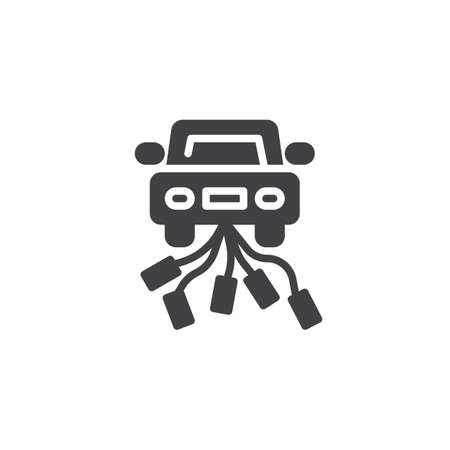 Wedding car vector icon. filled flat sign for mobile concept and web design. Car just married simple solid icon. Symbol, logo illustration. Pixel perfect vector graphicsのイラスト素材