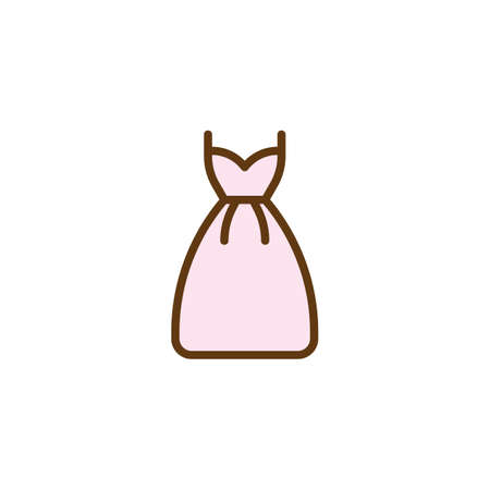 Bridal dress flat icon, vector sign, colorful pictogram isolated on white. Wedding dress symbol, logo illustration. Flat style designのイラスト素材