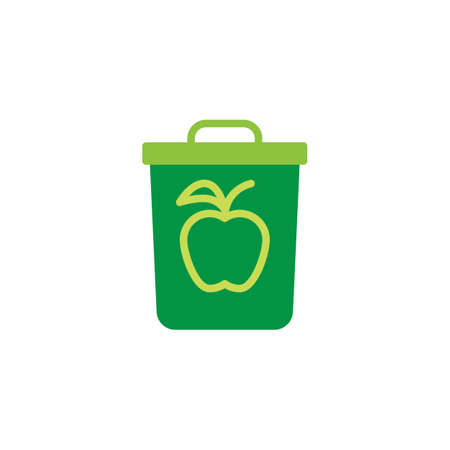Eco Food waste flat icon, vector sign, colorful pictogram isolated on white. Organic food trash bin symbol, logo illustration. Flat style designのイラスト素材