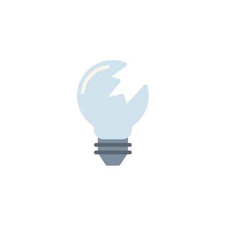 Light bulb recycling flat icon, vector sign, colorful pictogram isolated on white. Broken lightbulb symbol, logo illustration. Flat style designのイラスト素材