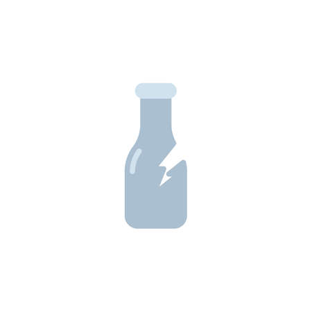 Glass waste flat icon, vector sign, colorful pictogram isolated on white. Broken glass bottle trash symbol, logo illustration. Flat style designのイラスト素材