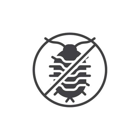 No woodlouse pests vector icon. filled flat sign for mobile concept and web design. Stop woodlouse insects simple solid icon. Symbol, logo illustration. Pixel perfect vector graphicsのイラスト素材