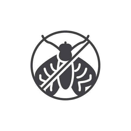 No moth pests vector icon. filled flat sign for mobile concept and web design. Stop mole insects simple solid icon. Symbol, logo illustration. Pixel perfect vector graphicsのイラスト素材