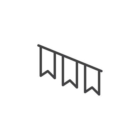 Carnival bunting flags line icon. linear style sign for mobile concept and web design. Garlands flags outline vector icon. Symbol, logo illustration. Pixel perfect vector graphicsのイラスト素材