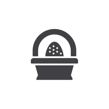 Easter egg basket vector icon. filled flat sign for mobile concept and web design. Easter basket with egg simple solid icon. Symbol, logo illustration. Pixel perfect vector graphicsのイラスト素材