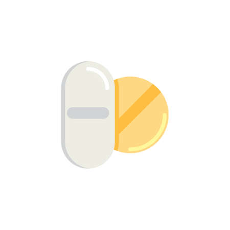 Medical drugs tablets flat icon, vector sign, colorful pictogram isolated on white. Capsule Pills symbol, logo illustration. Flat style designのイラスト素材