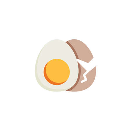 Boiled egg and shell flat icon, vector sign, colorful pictogram isolated on white. Food allergy...