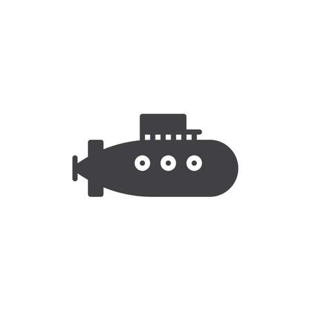 Military submarine vector icon. filled flat sign for mobile concept and web design. Submarine ship simple glyph icon. Underwater boat symbol, logo illustration. Pixel perfect vector graphicsのイラスト素材