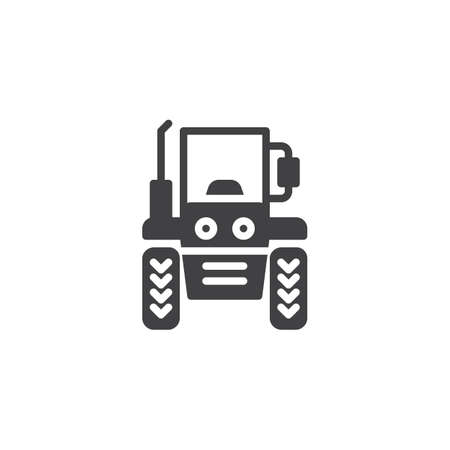 Tractor front vector icon. filled flat sign for mobile concept and web design. Tractor machine simple glyph icon. Symbol, logo illustration. Pixel perfect vector graphicsのイラスト素材