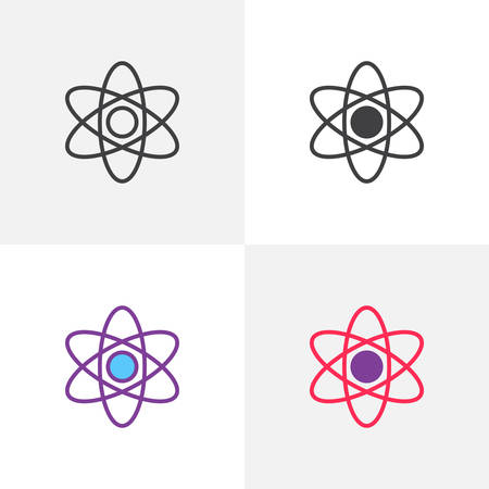 Atom structure icon. Line, glyph and filled outline colorful version, molecule outline and filled vector sign. Nuclear Power symbol, logo illustration. Different style icons set. Vector graphicsのイラスト素材
