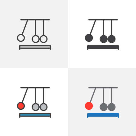 Newton cradle icon. Line, glyph and filled outline colorful version, Physics cradle outline and filled vector sign. Physics science symbol, logo illustration. Different style icons setのイラスト素材