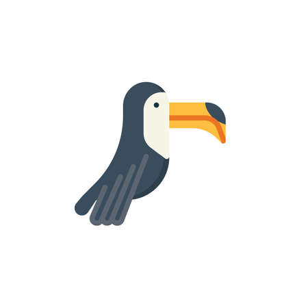 Toucan bird flat icon, vector sign, colorful pictogram isolated on white. Exotic Toco toucan symbol, logo illustration. Flat style designのイラスト素材