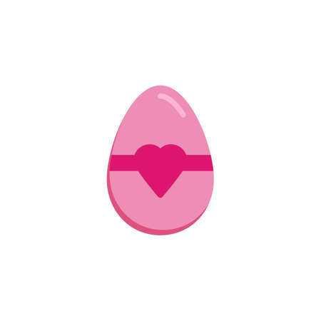 Easter egg love flat icon, vector sign, colorful pictogram isolated on white. Easter egg with heart symbol, logo illustration. Flat style designのイラスト素材