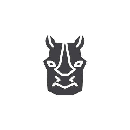 Rhino head vector icon. filled flat sign for mobile concept and web design. Rhinoceros animal glyph icon. Wild animals symbol, logo illustration. Pixel perfect vector graphicsのイラスト素材