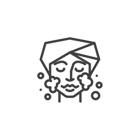 Face skin care line icon. linear style sign for mobile concept and web design. Cleaning face outline vector icon. Facial, Treatment, Beauty, Cosmetic symbol, logo illustration. Pixel perfect vectorのイラスト素材