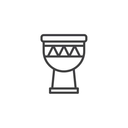 Djembe drum line icon. linear style sign for mobile concept and web design. Tam tam outline vector icon. Percussion musical instrument symbol, logo illustration. Pixel perfect vector graphicsのイラスト素材
