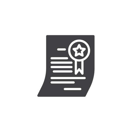 Diploma certificate vector icon. filled flat sign for mobile concept and web design. Quality certificate glyph icon. Symbol, logo illustration. Pixel perfect vector graphicsのイラスト素材