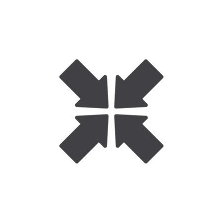 Minimize arrows vector icon. filled flat sign for mobile concept and web design. Exit full screen arrows glyph icon. Symbol, logo illustration. Pixel perfect vector graphicsのイラスト素材