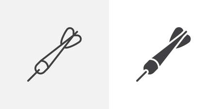 Dart arrow icon. line and glyph version, outline and filled vector sign. Dart target linear and full pictogram. Symbol, logo illustration. Different style icons setのイラスト素材