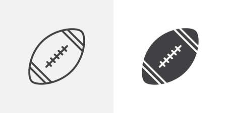 Rugby ball icon. line and glyph version, outline and filled vector sign. American football ball linear and full pictogram. Symbol, logo illustration. Different style icons setのイラスト素材